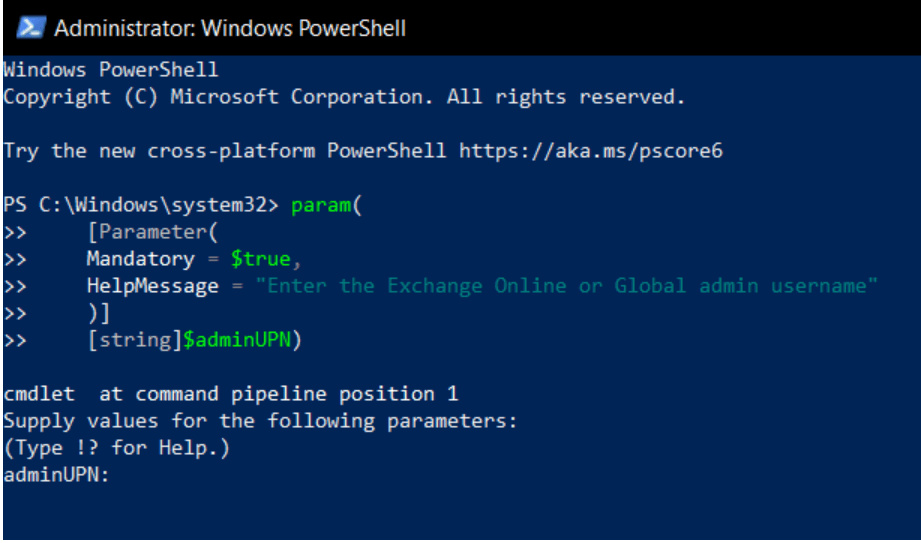 Once pasted, PowerShell will ask for the email that you will use